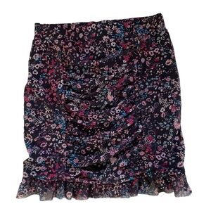 New Free People Ruched Women Multi Mini Skirt Size XS Floral Ruched Fitting